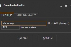 FedEx - dodawanie konta dostępowego