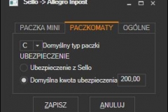 Sello - ustawienia przesyłki Allegro InPost Paczkomaty