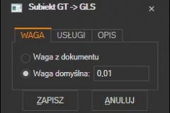 Subiekt GT - konfiguracja wagi listu GLS