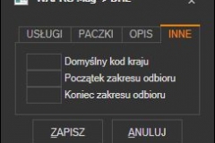 WAPRO Mag - pozostałe domyślne parametry listu DHL